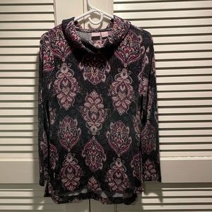 Chico’s Gray Print Cowl Neck Tunic Size 00.